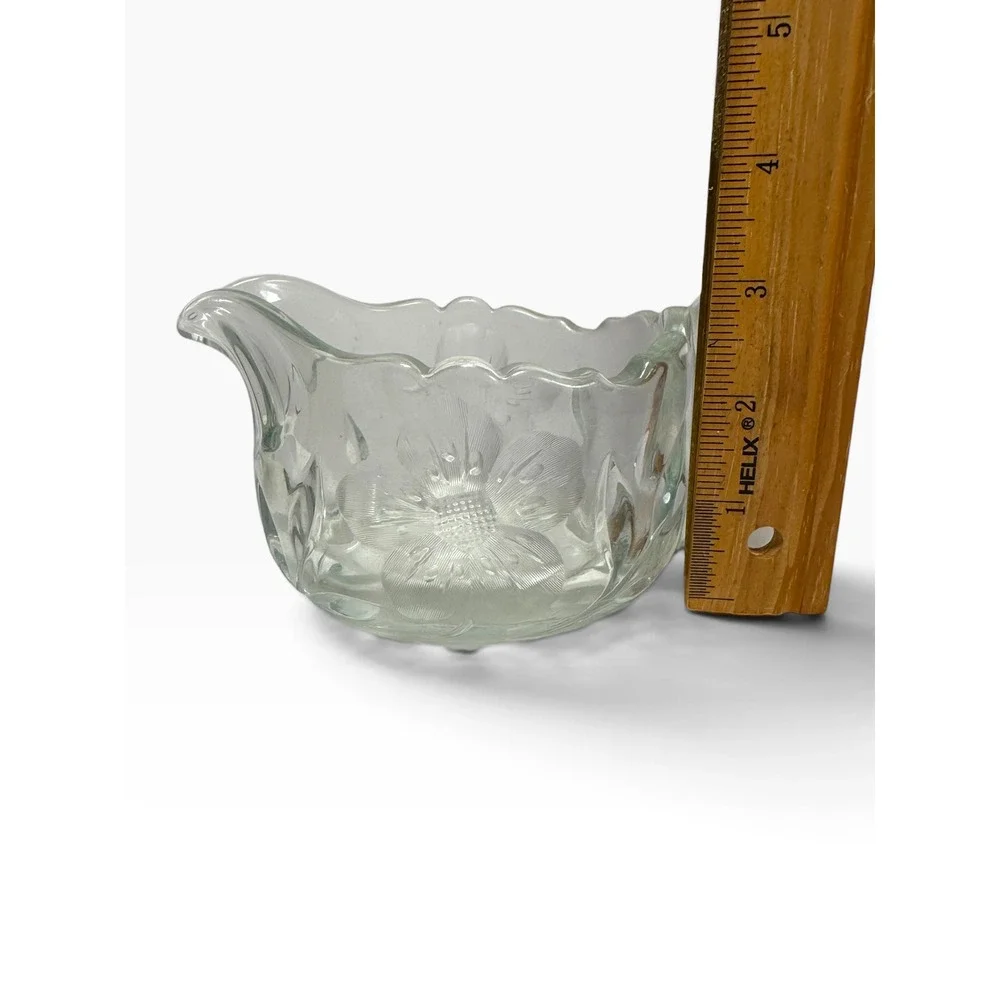 Scalloped Pressed Glass Creamer Pitcher 3x4